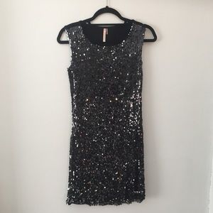 Simple Black Sequin Dress